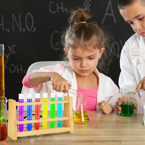 Wooden Test Tube Rack, 6 Holes Lab Test Tube Holder for 10ML Centrifuge Tubes for Scientific Experiments and Beads Liquid Spice Seed Storage, Suit for Tubes Less Than 18mm/0.7inch in Diameter in Saudi Arabia