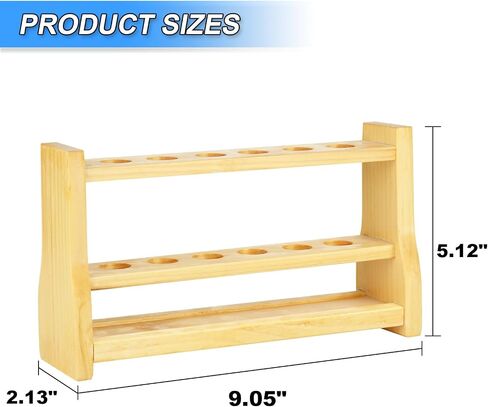 Wooden Test Tube Rack, 6 Holes Lab Test Tube Holder for 10ML Centrifuge Tubes for Scientific Experiments and Beads Liquid Spice Seed Storage, Suit for Tubes Less Than 18mm/0.7inch in Diameter in Saudi Arabia