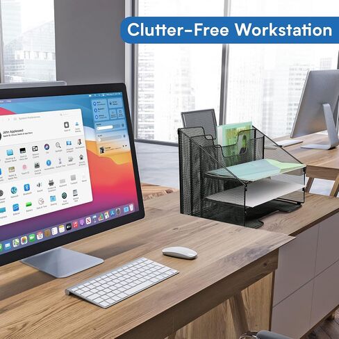 Halter Mesh Desk File Organizer with 4 Compartment Trays for Papers, Folders, Letters, and Binder - Ideal for Home Office Organization and Storage, Black in Saudi Arabia