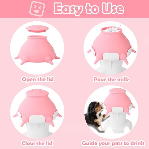 جهاز تغذية حليب الجراء من السيليكون القابل للتعديل من DGTenk مع 5 حلمات، سعة 300 مل، للكلاب والقطط والأرانب والقطط والجراء in Kuwait