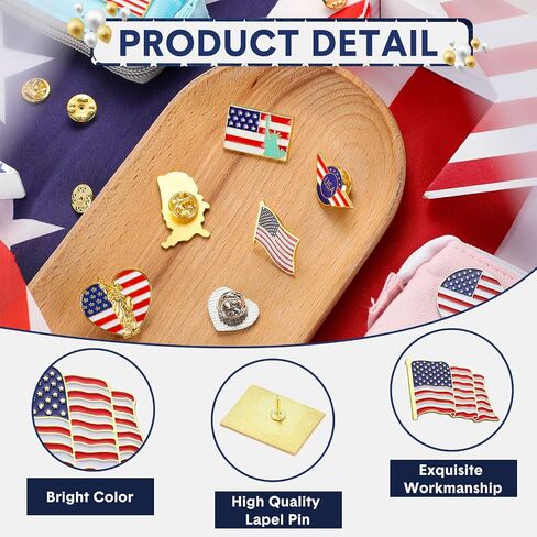 12 Pcs American Flag Waving Lapel Pins United States USA Badge Pin Patriotic Heart American Flag Pin Brooch Eagle Cross America Map USA Flag Pin Lapel Enamel Country Pins for Men Women in Saudi Arabia