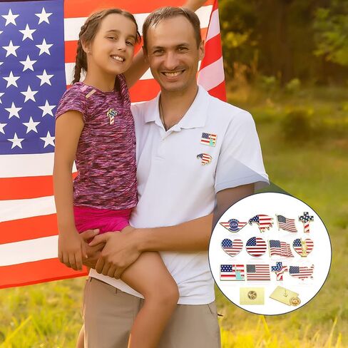 12 Pcs American Flag Waving Lapel Pins United States USA Badge Pin Patriotic Heart American Flag Pin Brooch Eagle Cross America Map USA Flag Pin Lapel Enamel Country Pins for Men Women in Saudi Arabia