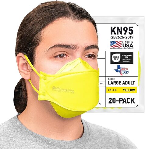 BNX 20-Pack KN95 Face Masks, Disposable Particulate KN95 Mask Made in USA, Tri-Fold Cup/Fish Style in Saudi Arabia
