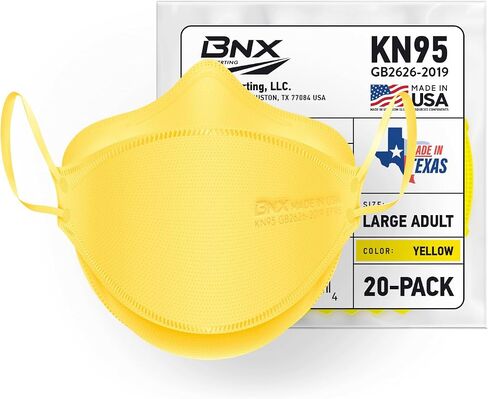 BNX 20-Pack KN95 Face Masks, Disposable Particulate KN95 Mask Made in USA, Tri-Fold Cup/Fish Style in Saudi Arabia