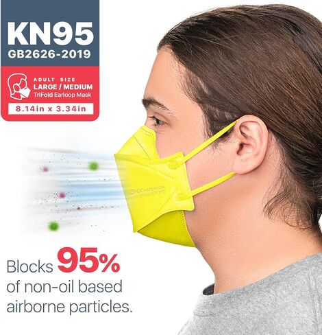 BNX 20-Pack KN95 Face Masks, Disposable Particulate KN95 Mask Made in USA, Tri-Fold Cup/Fish Style in Saudi Arabia