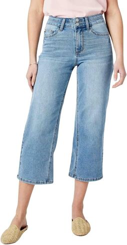 Judy Blue Women's High Waist Double Waistband Cropped Wide Leg Jeans in Saudi Arabia