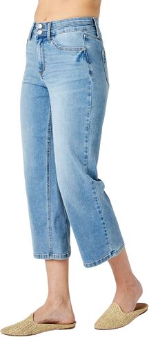 Judy Blue Women's High Waist Double Waistband Cropped Wide Leg Jeans in Saudi Arabia