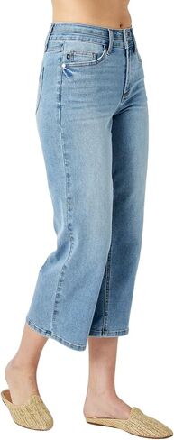 Judy Blue Women's High Waist Double Waistband Cropped Wide Leg Jeans in Saudi Arabia