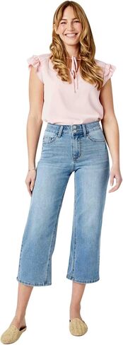 Judy Blue Women's High Waist Double Waistband Cropped Wide Leg Jeans in Saudi Arabia
