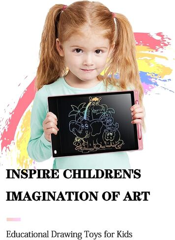 LCD Writing Tablet for Kids, 12 Inch Colorful Doodle Board Drawing Pad, Erasable Electronic Painting Pads, Reusable Writing Pad, with Lock Function Educational Toy Gift for Girls Boys Toddlers (Pink) in Saudi Arabia