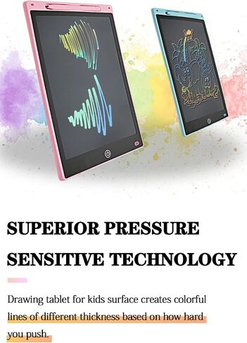 LCD Writing Tablet for Kids, 12 Inch Colorful Doodle Board Drawing Pad, Erasable Electronic Painting Pads, Reusable Writing Pad, with Lock Function Educational Toy Gift for Girls Boys Toddlers (Pink) in Saudi Arabia