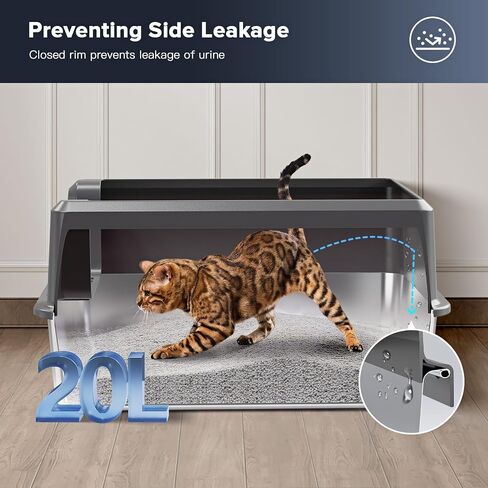 LEMPISH Stainless Steel Cat Litter Box with Top Lid, Large Kitty Litter Box for Big Cats, XL Metal Litter Box with High Sides, Never Absorbs Odors, Easily Cleaning, Anti-Urine Leakage in Saudi Arabia