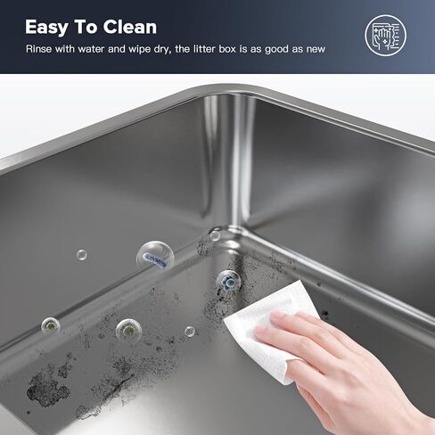 LEMPISH Stainless Steel Cat Litter Box with Top Lid, Large Kitty Litter Box for Big Cats, XL Metal Litter Box with High Sides, Never Absorbs Odors, Easily Cleaning, Anti-Urine Leakage in Saudi Arabia