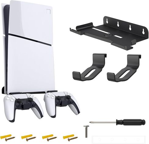 yoxxzus PS5 Slim Wall Mount for Digital/Disc Edition with 2 Controller Hooks in Saudi Arabia