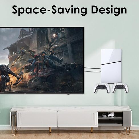 yoxxzus PS5 Slim Wall Mount for Digital/Disc Edition with 2 Controller Hooks in Saudi Arabia