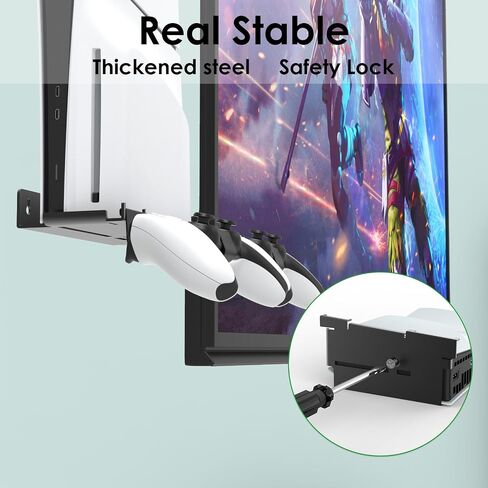 yoxxzus PS5 Slim Wall Mount for Digital/Disc Edition with 2 Controller Hooks in Saudi Arabia
