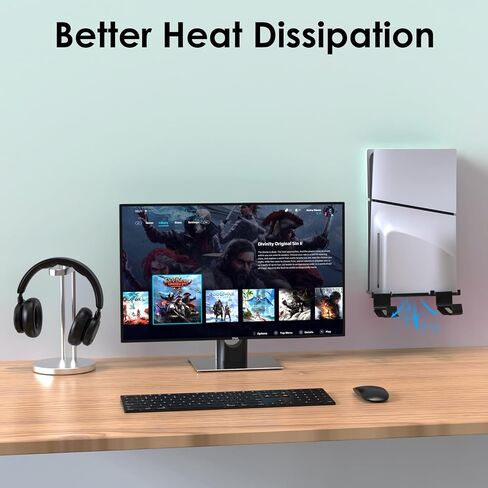 yoxxzus PS5 Slim Wall Mount for Digital/Disc Edition with 2 Controller Hooks in Saudi Arabia