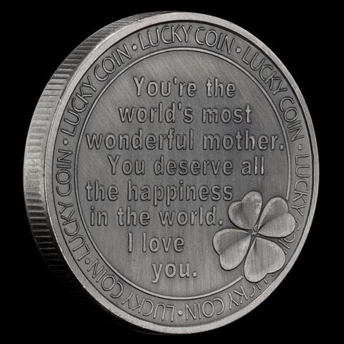 عملة فضية قديمة محظوظة مع وردة مزهرة وبرسيم ذو أربع أوراق للأم الحبيبة in Kuwait