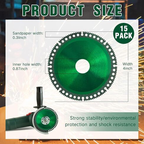 Nezyo 15 Pack 4 Inch Indestructible Disc for Grinder Bulk Cutting Disc 2.2 for Angle Grinder 7/8" (Model 125), Cut Everything in Seconds, for Smooth Cutting, Chamfering, Grinding of All Materials in Saudi Arabia