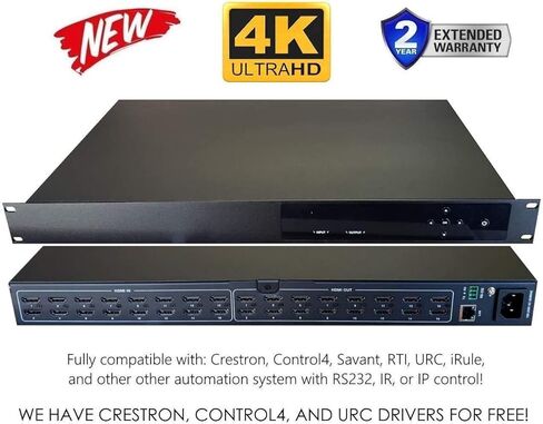 16x16 HDMI Matrix Switcher 18gbps 4K HDR Dolby Vision HDCP2.2 HDTV مدخلات التوجيه المخرجات محدد SPDIF Audio CONTROL4 Savant Home Automation in Kuwait