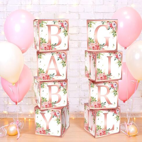 Gerrii 8 Pcs Baby Shower Decorations for Baby Shower Boxes with Letters Baby Shower Blocks Decoration Balloon Baby Block Centerpieces Box for Gender Reveal Birthday Party (Baby Bear) in Saudi Arabia