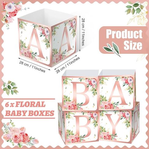 Gerrii 8 Pcs Baby Shower Decorations for Baby Shower Boxes with Letters Baby Shower Blocks Decoration Balloon Baby Block Centerpieces Box for Gender Reveal Birthday Party (Baby Bear) in Saudi Arabia