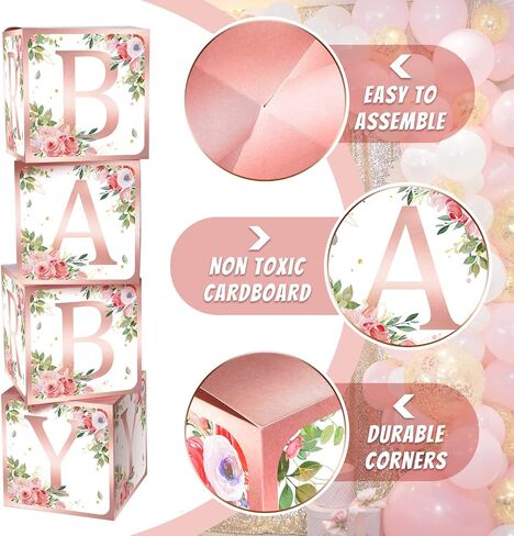 Gerrii 8 Pcs Baby Shower Decorations for Baby Shower Boxes with Letters Baby Shower Blocks Decoration Balloon Baby Block Centerpieces Box for Gender Reveal Birthday Party (Baby Bear) in Saudi Arabia