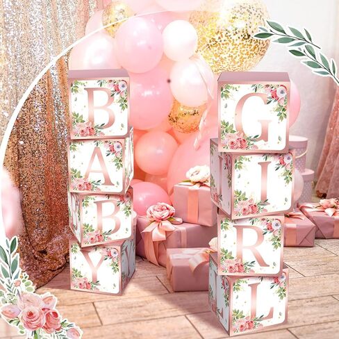 Gerrii 8 Pcs Baby Shower Decorations for Baby Shower Boxes with Letters Baby Shower Blocks Decoration Balloon Baby Block Centerpieces Box for Gender Reveal Birthday Party (Baby Bear) in Saudi Arabia