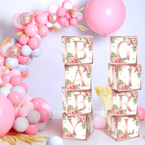 Gerrii 8 Pcs Baby Shower Decorations for Baby Shower Boxes with Letters Baby Shower Blocks Decoration Balloon Baby Block Centerpieces Box for Gender Reveal Birthday Party (Baby Bear) in Saudi Arabia
