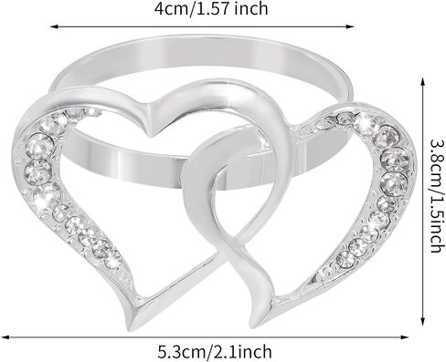 12 Pieces Valentine Napkin Rings Metal Double Heart Napkin Ring Holders Silver Dinning Table Setting Napkin Buckles for Valentine's Day Wedding Anniversary Table Decoration in Saudi Arabia
