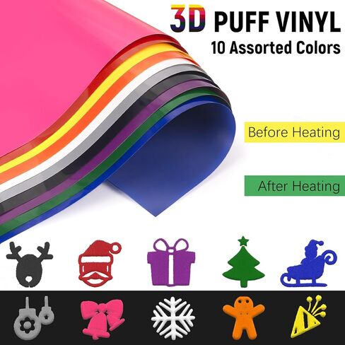 Lzerking Puff Vinyl Heat Transfer, 10in x 6ft 3D Black Puff HTV Vinyl for Bags, T-Shirts, Gift Compatible with Siser, Cricut Cutting Machines in Saudi Arabia