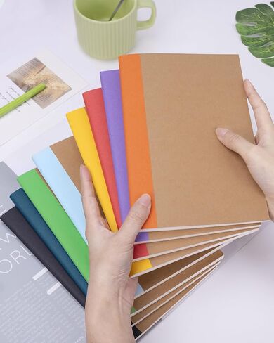 Gwybkq A5 Lined Kraft Composition Notebooks Bulk 16 Pcs(5.5x8.3) College Ruled with Rainbow Spine,Journal Notebook for School, Office, or Business Use, 120 Pages/60 Sheets in Kuwait
