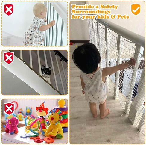 Balcony Netting for Pets，Apartment，Stair，Trampoline，Playground，Child Safety Rope Net，Driveway Net for Kids Safety，Baseball Softball Net Sports Netting (3.3ft×19.8ft, Black) in Saudi Arabia