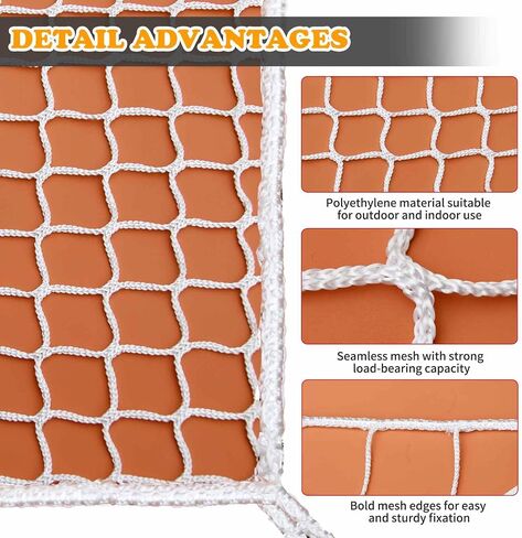 Balcony Netting for Pets，Apartment，Stair，Trampoline，Playground，Child Safety Rope Net，Driveway Net for Kids Safety，Baseball Softball Net Sports Netting (3.3ft×19.8ft, Black) in Saudi Arabia