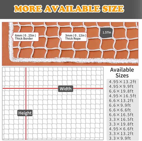 Balcony Netting for Pets，Apartment，Stair，Trampoline，Playground，Child Safety Rope Net，Driveway Net for Kids Safety，Baseball Softball Net Sports Netting (3.3ft×19.8ft, Black) in Saudi Arabia