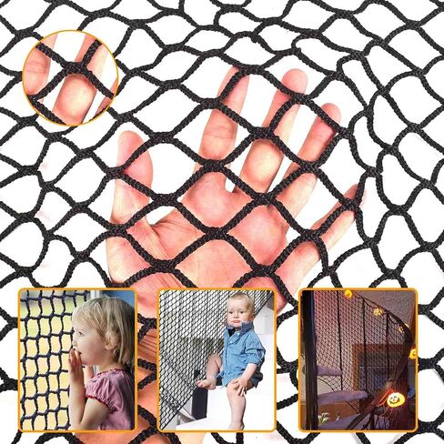 Balcony Netting for Pets，Apartment，Stair，Trampoline，Playground，Child Safety Rope Net，Driveway Net for Kids Safety，Baseball Softball Net Sports Netting (3.3ft×19.8ft, Black) in Saudi Arabia