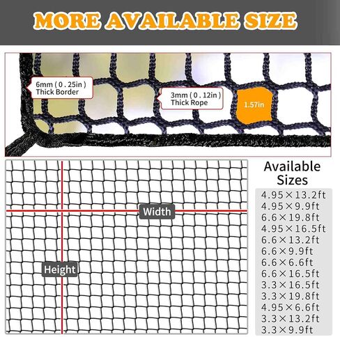 Balcony Netting for Pets，Apartment，Stair，Trampoline，Playground，Child Safety Rope Net，Driveway Net for Kids Safety，Baseball Softball Net Sports Netting (3.3ft×19.8ft, Black) in Saudi Arabia