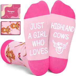هدايا بقرة HAPPYPOP Highland للفتيات - جوارب لطيفة على شكل حيوانات اسكتلندية للفتيات من عمر 7 إلى 9 سنوات in Kuwait
