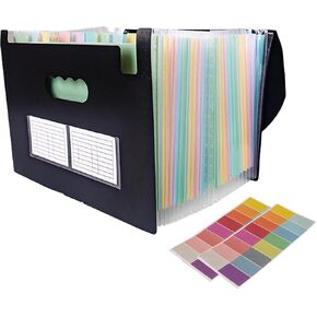 مجلد أكورديون مع ملصقات، حجم Letter/A4، 25 جيبًا، منظم ملفات موسع، منظمات المستندات المحمولة لاستلام الفواتير الورقية، لوازم مكتب المدرسة المنزلية (أخضر متدرج) in Kuwait