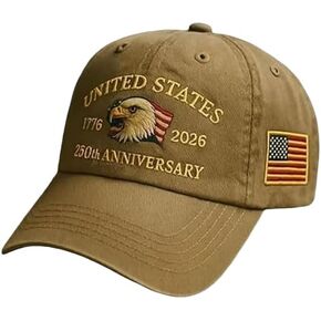 قبعة قابلة للتعديل للذكرى السنوية الـ 250 للولايات المتحدة الأمريكية - قبعة مطرزة وطنية قديمة مع نسر وإلهة، in Kuwait
