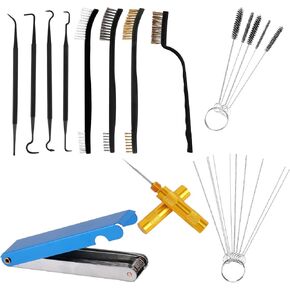 Carburetor Cleaning Kit Torch Tip Cleaner, Includes 3 Double-Ended Brushes 1 Single Head Brush 23 Needles 5 Nylon Brushes 1 Scraper & 4 Cleaning Hooks Tool for Motorcycle ATV Mower Small Engine in Kuwait