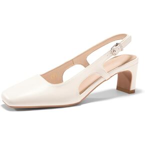 Coutgo Womens Slingback Chunky Low Heels Closed Square Toe Pumps Wedding Party Dress Shoes in Saudi Arabia