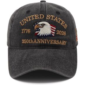 250 Anniversary USA Hat America 250th Patriotic Retro Washed Hats 1776-2026 Adjustable Embroidered Baseball Caps in Saudi Arabia