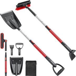 All-Around High-Efficiency Cleaning 39 inch Extendable Snow Brush and Ice Scraper with Squeegee, Shovel, Ice Scrapers for Car Windshield, Truck, SUV Snow Removal Tool, Winter Car Accessories in Kuwait