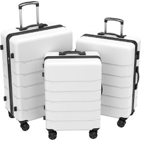 حقيبة حمل مقاس 28 بوصة، حقيبة ذات هيكل صلب ABS وخفيفة الوزن وقابلة للتوسيع مع قفل TSA وعجلات دوارة مزدوجة، باللون الأبيض in Kuwait