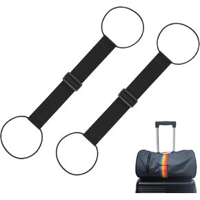 أحزمة توصيل الأمتعة القوية القابلة للتعديل متعددة الاستخدام - ملحق سفر متعدد الأغراض مقاوم للماء ومقاوم للاهتراء مع حبل مرن (أسود + أسود) in Kuwait