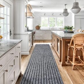 2'x6' Runner Rug – Indoor Outdoor Utility Carpet,Large Waterproof Rugs with Non Slip Rubber Backed for Hallway Kitchen Entryway Balcony Garage Stair Laundry, Grey Striped in Saudi Arabia