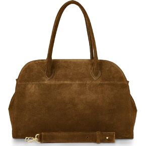 Italian Genuine Suede Top-Handle Bag for Women with Zip Closure & Detachable Strap | Elegant Shoulder Satchel Purse in Kuwait