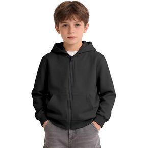 Girls Boys Athletic Zip Up Hoodie Sweatshirt Brushed Fleece Hooded Zipper Sweatshirt School Outerwear Coat for Kids in Saudi Arabia