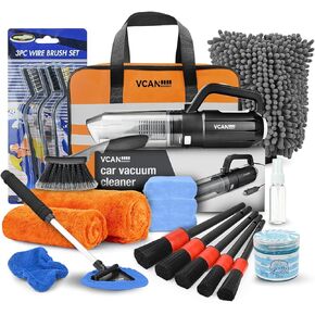 Car Cleaning kit, Car Interior Detailing kit with 10000pa Car Vacuum Cleaner, Detailing Brush Set, Wheel Brush, Windshield Cleaner Tool, Complete Auto Accessories for Men, Women in Saudi Arabia